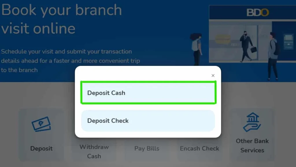 BDO Online Appointment For Deposit Cash